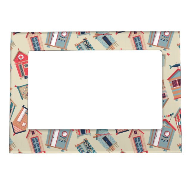 Beach Hut Pattern Magnetic Photo Frame (Front)