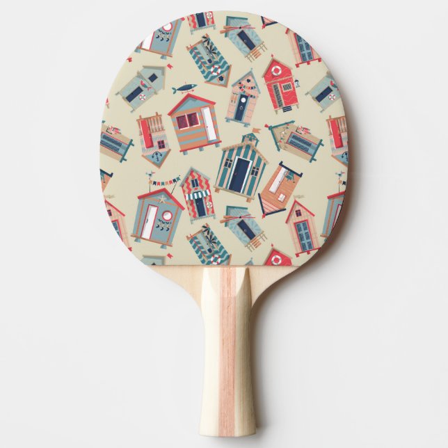Beach Hut Pattern Ping-Pong Paddle (Front)