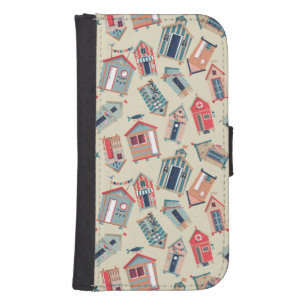 Beach Hut Pattern Wallet Phone Case For Samsung Galaxy S4