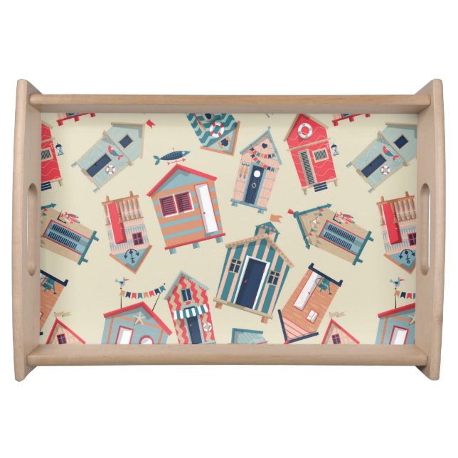 Beach Hut Pattern Serving Tray (Front)