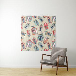Beach Hut Pattern Tapestry