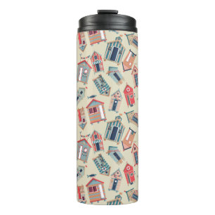 Beach Hut Pattern Thermal Tumbler