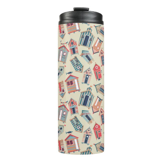 Beach Hut Pattern Thermal Tumbler (Front)