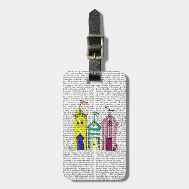 Beach Huts 1 Illustration Luggage Tag (Front Vertical)