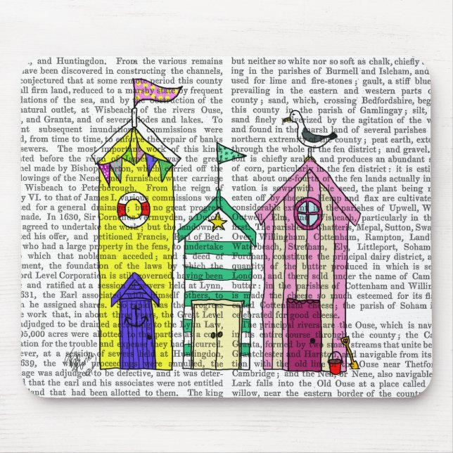 Beach Huts 1 Illustration Mouse Pad (Front)