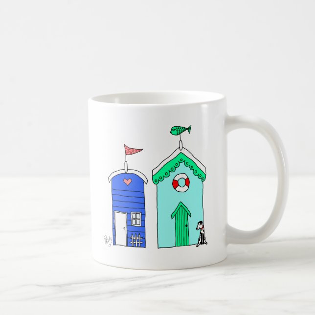 Beach Huts 2 Illustration Coffee Mug (Right)
