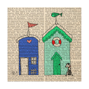 Beach Huts 2 Illustration Wood Wall Art