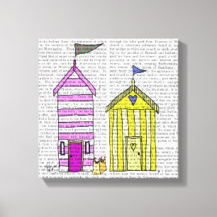 Beach Huts 3 Illustration Canvas Print