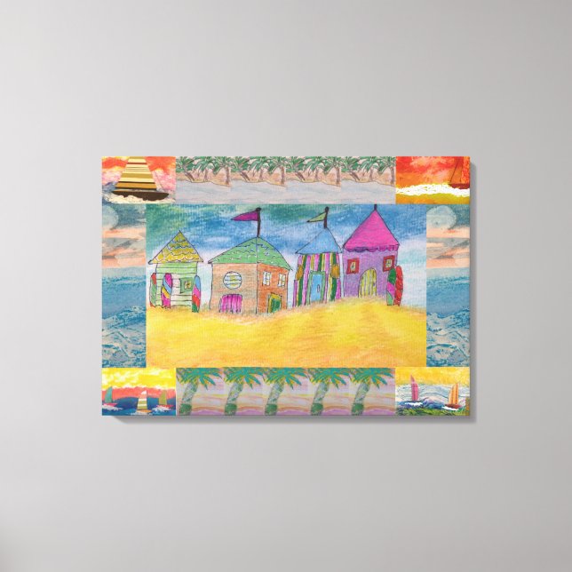 Beach Huts Abstract  Canvas Print (Front)