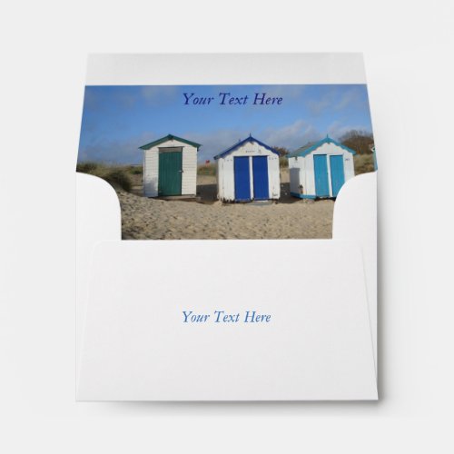 Beach huts and blue skies english seaside photo envelope