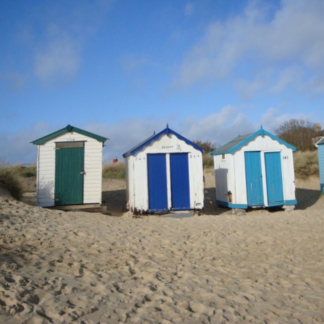 Beach huts and blue skies english seaside photo envelope (Creator Uploaded)
