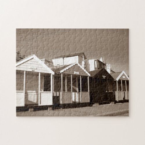 beach huts and blue sky English seaside Jigsaw Puzzle
