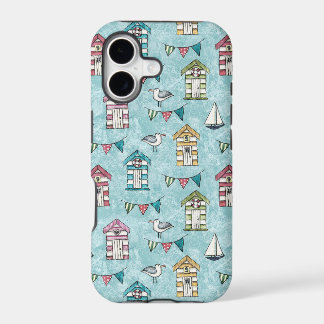 Beach Huts and Gulls Pattern iPhone 17 Case