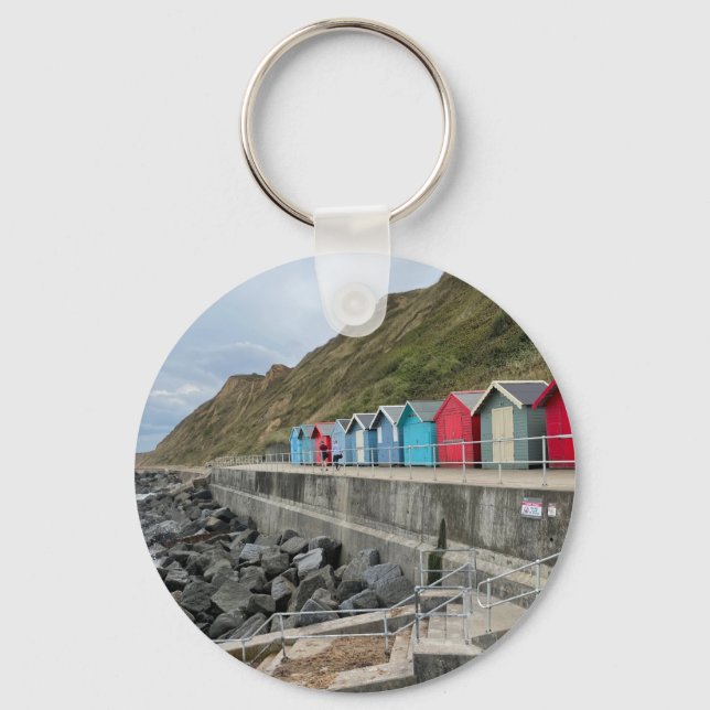 Beach Huts at Sheringham Norfolk  Keychain (Front)