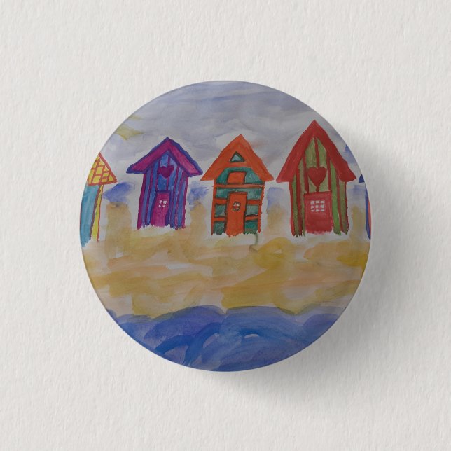 Beach Huts Badge Button (Front)