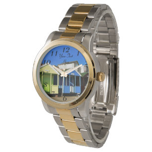 Beach huts blue skies english seaside photo watch