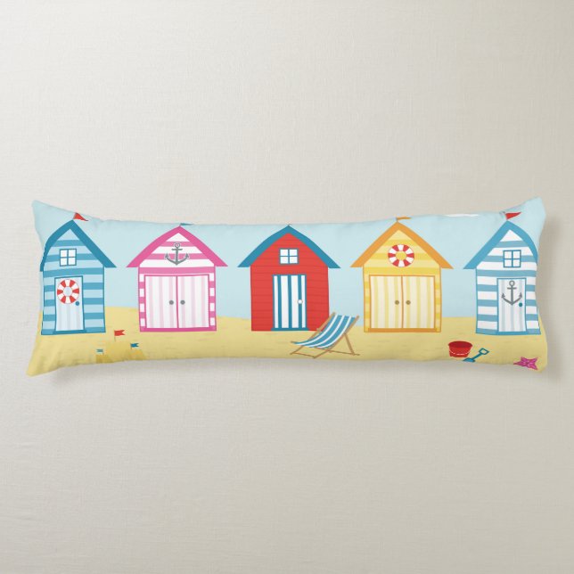 Beach Huts Body Pillow (Front)