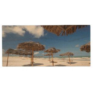 Beach Huts Brazil Wood USB Flash Drive