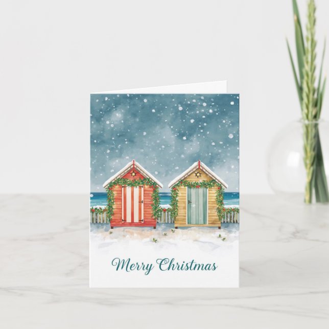Beach Huts Christmas Card (Front)