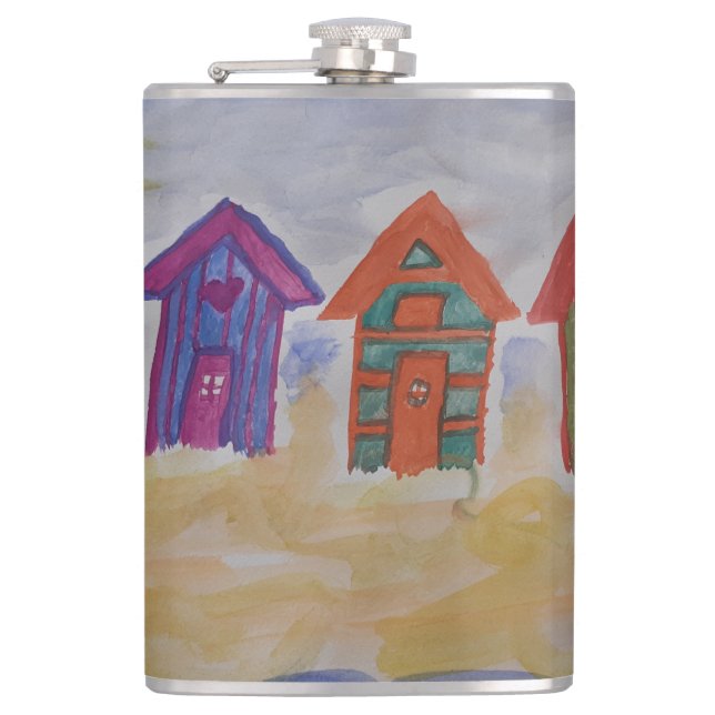 Beach Huts Flask (Front)