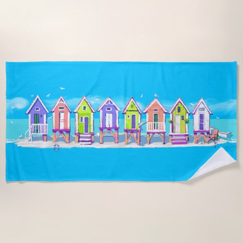 Beach Huts Fun  Multi_Color  Beach Towel