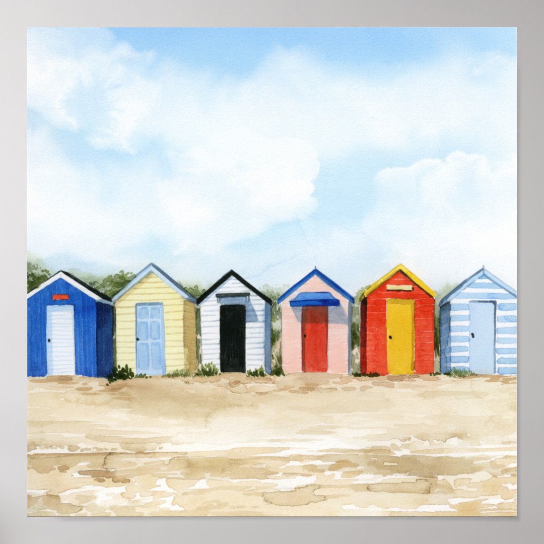 Beach Huts I Poster | Zazzle