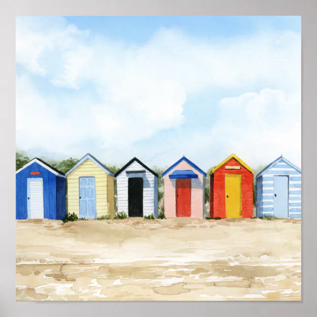 Beach Huts I Poster | Zazzle