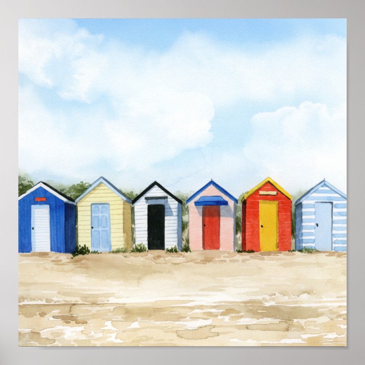 Beach Huts I Poster Zazzle