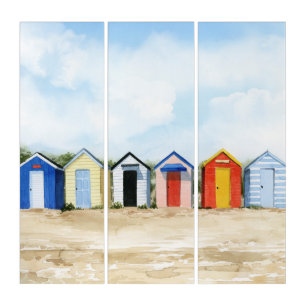 Beach Huts I Triptych