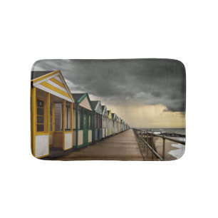 Beach Huts In A Summer Storm   Southwold Bathroom Mat