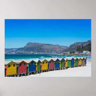 Beach huts in Muizenberg, Cape Town Poster