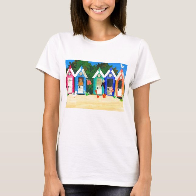 'Beach Huts' Ladies' T-shirt (Front)