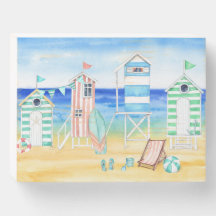 Beach Huts on Beach Wood Display Box