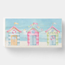 Beach Huts on Beach Wood Display Box