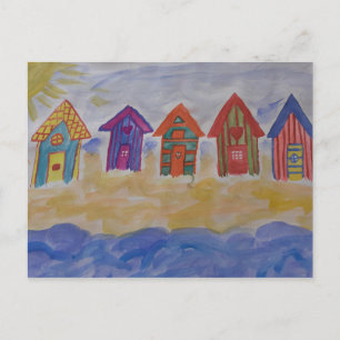 Beach Huts Postcard