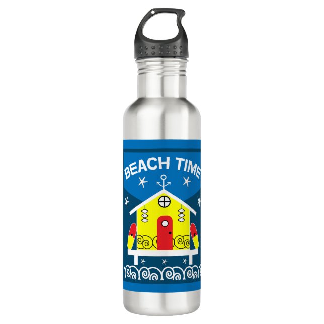 Beach Huts | Sea Life |  Cooler Stainless Steel Water Bottle (Front)