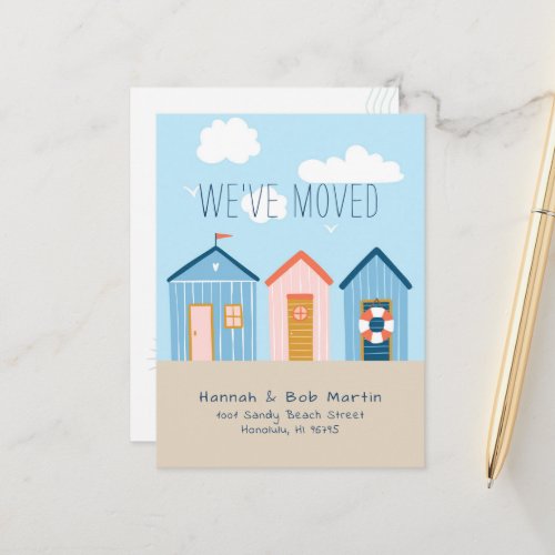 Beach Huts/Sheds Moving Announcement Postcard