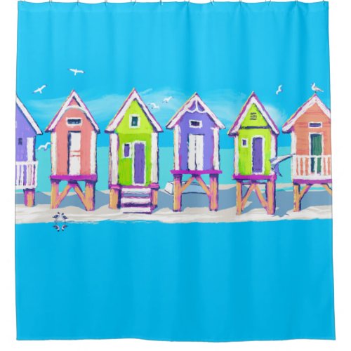 Beach Huts Shower Curtain