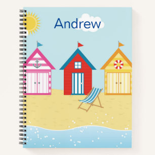 Beach Huts Spiral Notebook