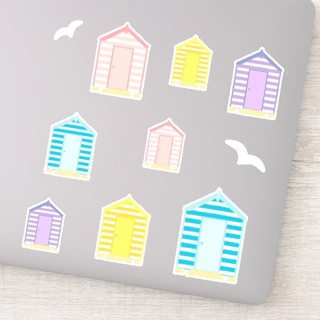 Beach Huts Summer Holiday Sticker (Detail)