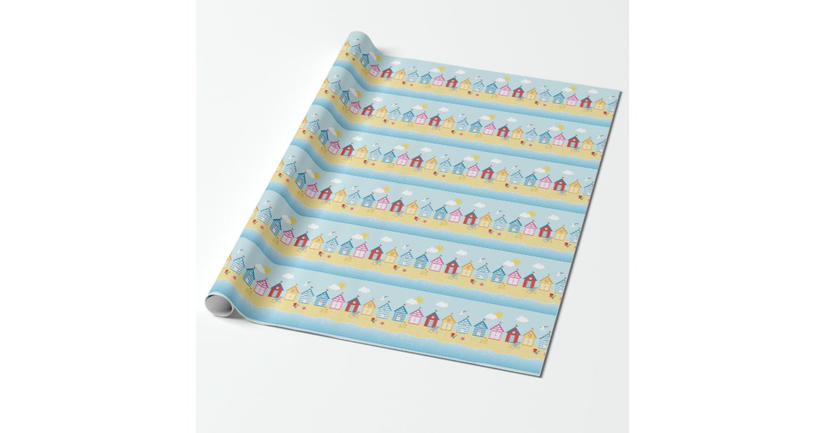 Beach Huts Wrapping Paper | Zazzle