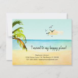Beach I Moved to My Happy Place New Address Announcement