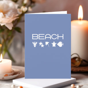 Beach Icons Marine Sea Creatures Mono Dark Blank Card