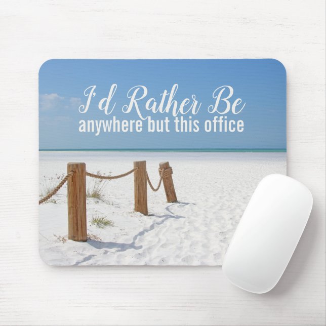 Beach I'd Rather Be Mouse Pad (With Mouse)