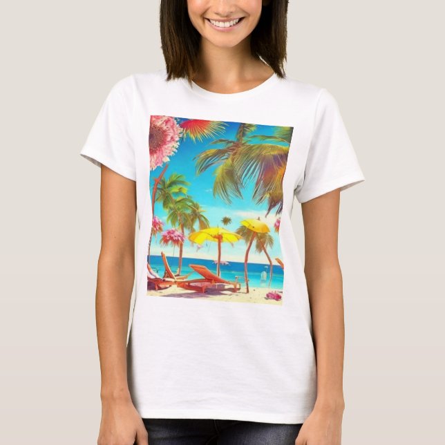 Beach illustration T-Shirt (Front)