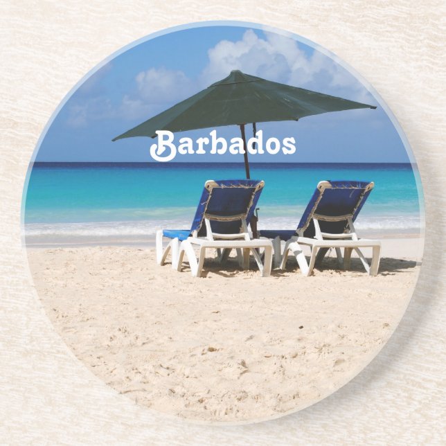 Beach in Barbados Sandstone Coaster (Front)