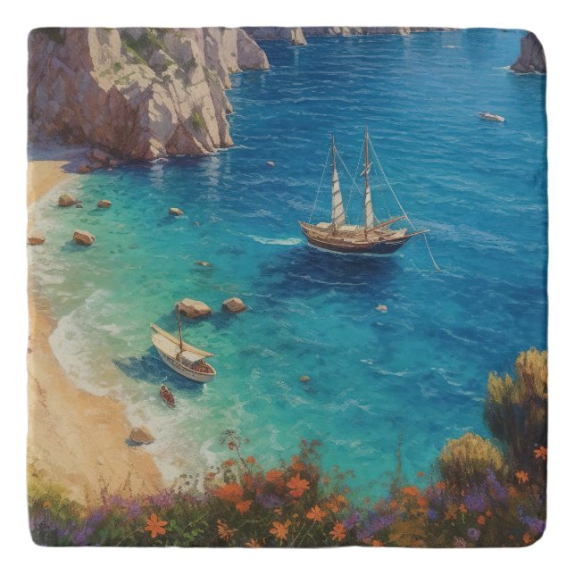 Beach in Greece  Trivet (Front)