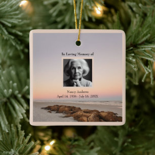 Beach In Loving Memory Funeral Memorial Ceramic Ornament