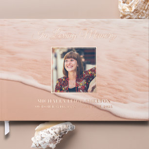 Beach In Loving Memory Funeral Memorial Service Foil Guest Book