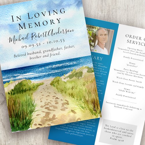 Beach In Loving Memory Funeral Program